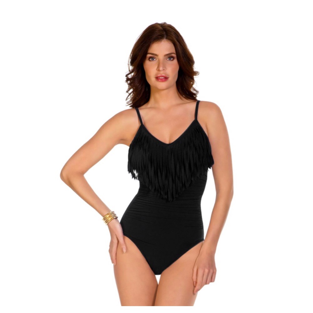 Magic Suit by Miracle Suit Black Fringe Full Piece